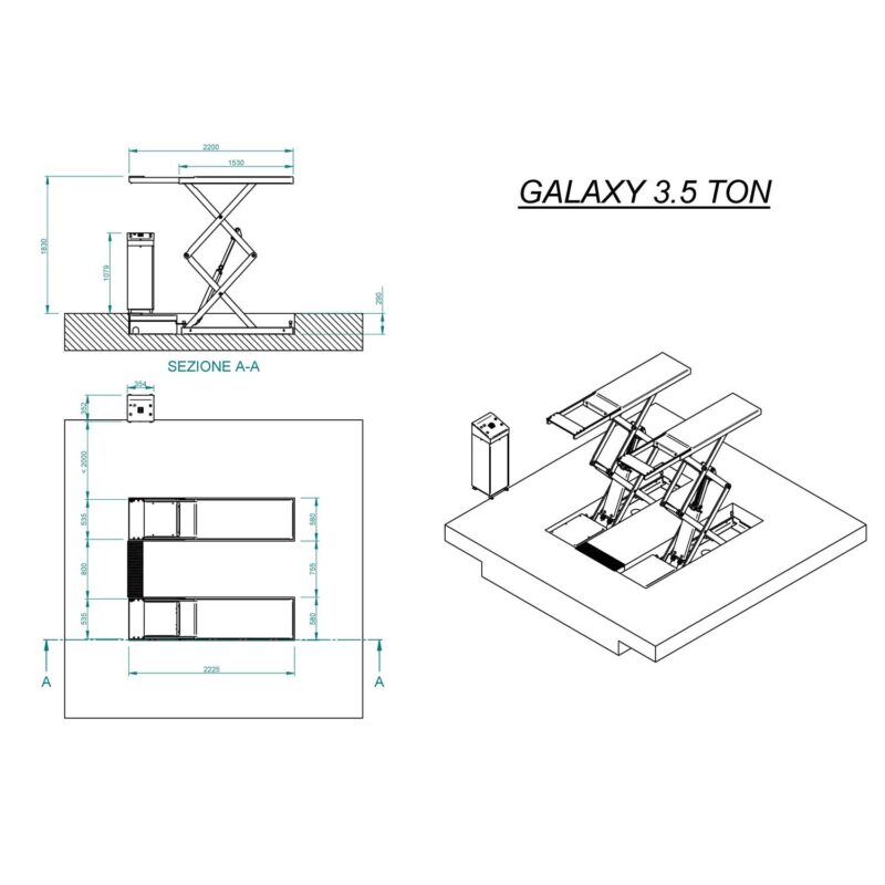 Galaxy sakseløfter for nedfelling fra proffserien WorldLifts. Designet i Italia, fullspekket med smarte funksjoner og komponenter av topp kvalitet for å gi maks driftssikkerhet.