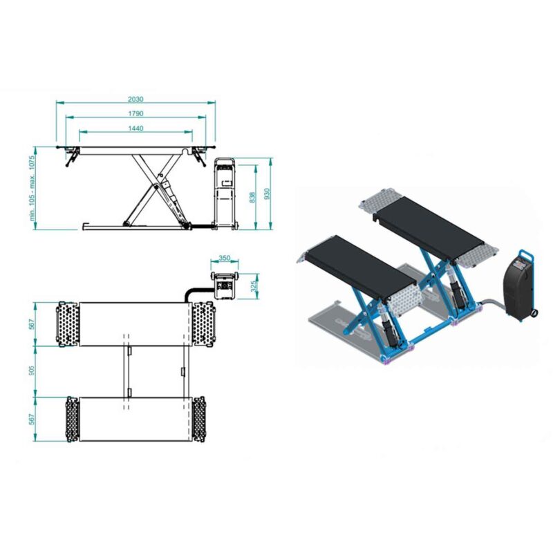 WorldLifts Mizar galvanisert sakseløfter med ekstra bredde